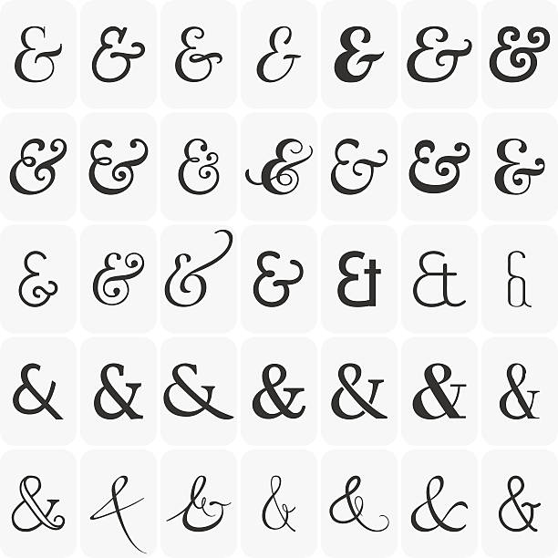 Set of ampersands for letters and invitation on white background Set of decoration ampersands for letters and invitation on white background. Hand drawn type. Vector illustration ampersand stock illustrations