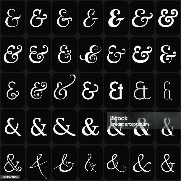 Set Of Ampersands For Letters And Invitation On Black Background Stock Illustration - Download Image Now