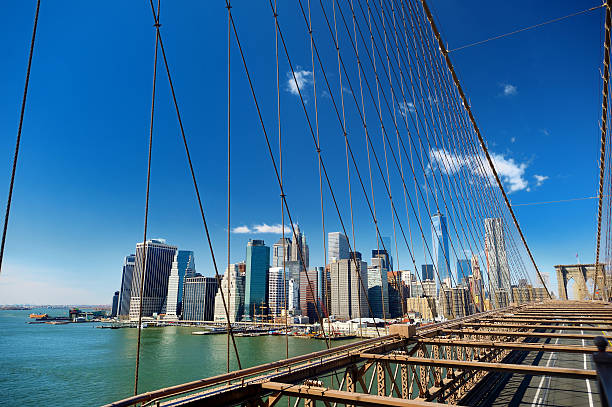 istock Skyline of lower Manhattan from Brooklyn Bridge 504424426