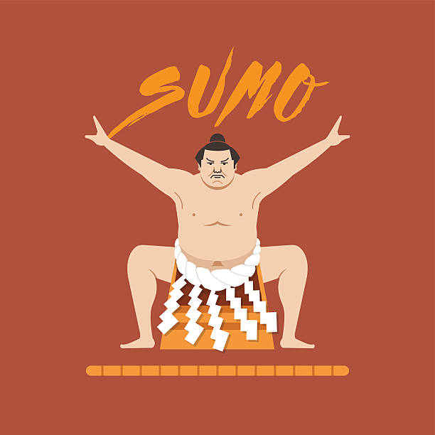 ilustrações, clipart, desenhos animados e ícones de sumo lutador, ilustração vetorial - sumo