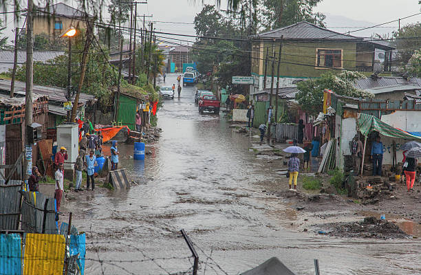 Flooding Addis Ababa, Ephiopia - February 6, 2014: Flooding in the streets of African capital after heavy rain addis ababa ethiopia photos stock pictures, royalty-free photos & images
