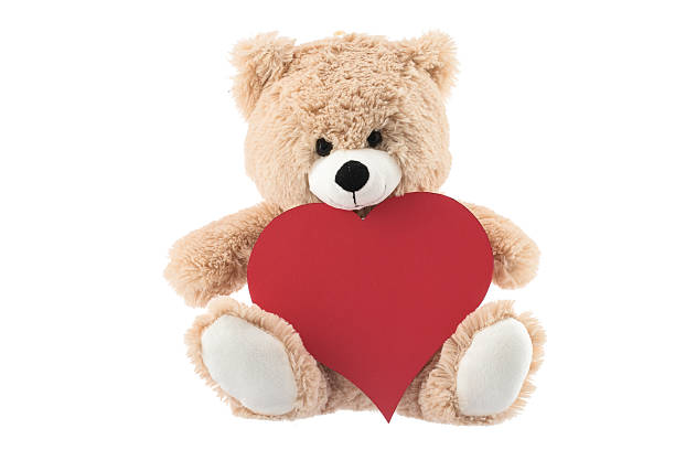 istock Teddy Bear Holding a Heart on white background 504428670