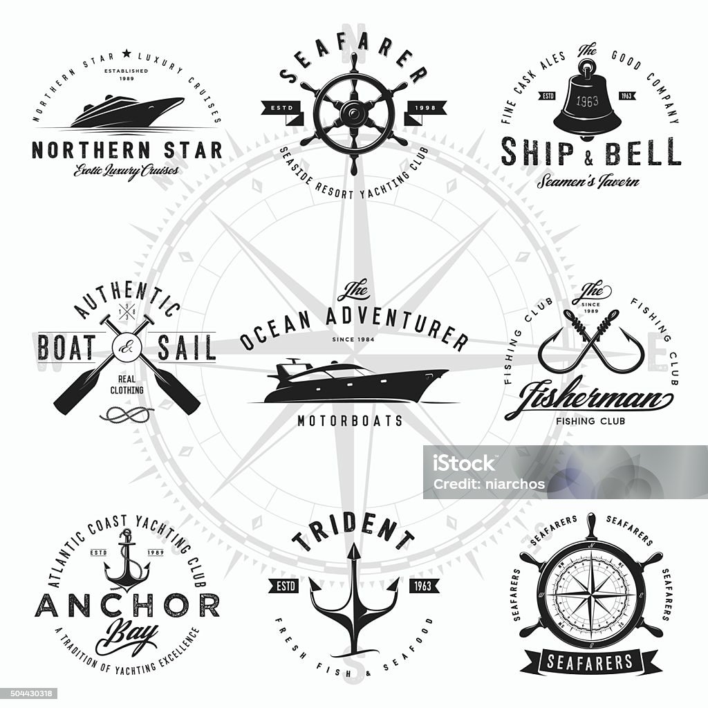 Nautical Logos Ai10,  Eps10 and HighRes Jpeg included.  Nautical Vessel stock vector