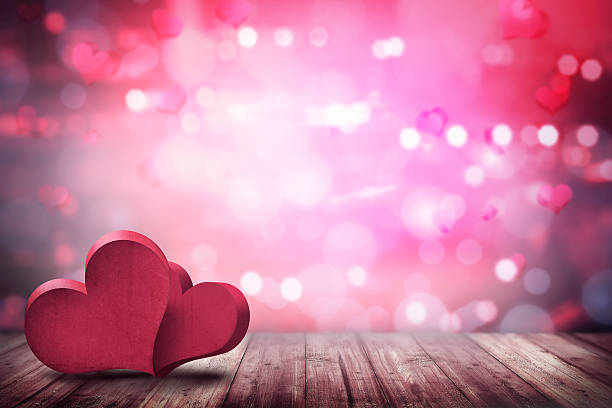 istock Two love shape on the wooden floor 504443554