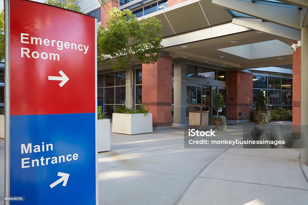 Main Entrance Of Modern Hospital Building With Signs Hospital Stock Photo