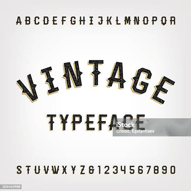 Western Style Retro Distressed Alphabet Vector Font Stock Illustration - Download Image Now