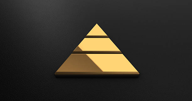 istock Luxury Design 3d Gold Pyramid Graph Icon on Black Leather 504448388