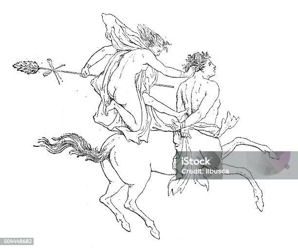 Antique Illustration Of Woman Riding A Centaur Stock Illustration - Download Image Now