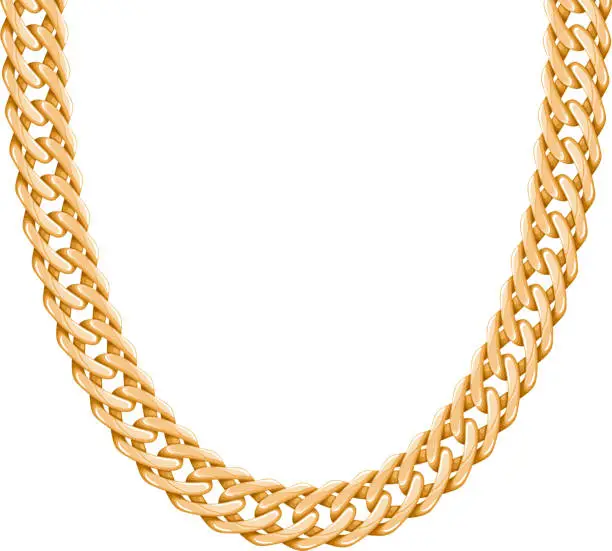 Vector illustration of Chunky chain golden metallic necklace or bracelet