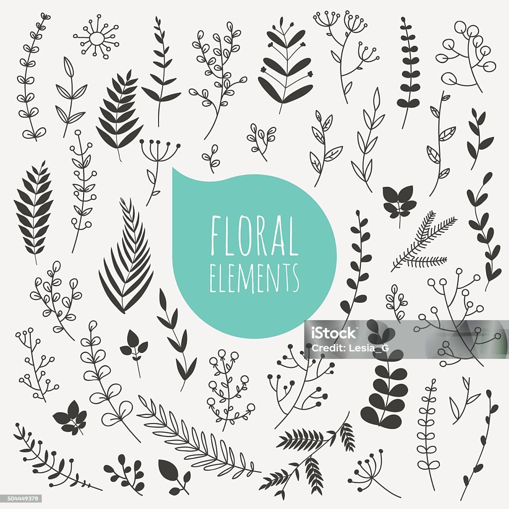 Floral elements. Collection of spring flowers, leaves, dandelion Floral elements. Hand drawn design elements. Collection of spring flowers, leaves, dandelion, grass. Design for invitation, wedding or greeting cards. Drawing - Activity stock vector