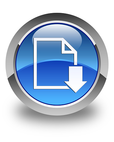 Download document icon glossy blue round button