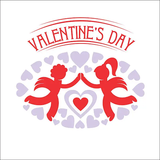 Vector illustration of Angels. A boy and a girl. Valentine's day. Vector logo.