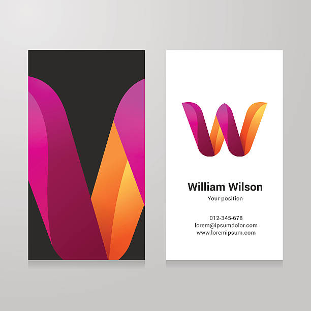Modern letter w twisted Business card template vector art illustration