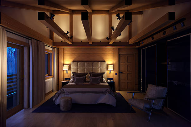 istock 3D rendering bedroom house in the mountain 504459060