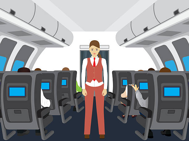 ilustrações, clipart, desenhos animados e ícones de passageiros e descarte no avião. - vehicle seat illustrations