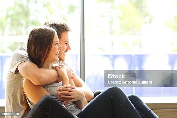 Couple Or Marriage In His New Home Stock Photo - Download Image Now - Window, Family, Couple - Relationship