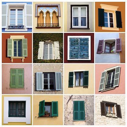 Old-fashioned windows in Mediterranean style
