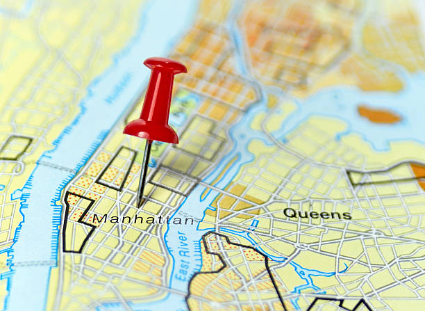 manhattan, new york - usa road map relief map travel foto e immagini stock