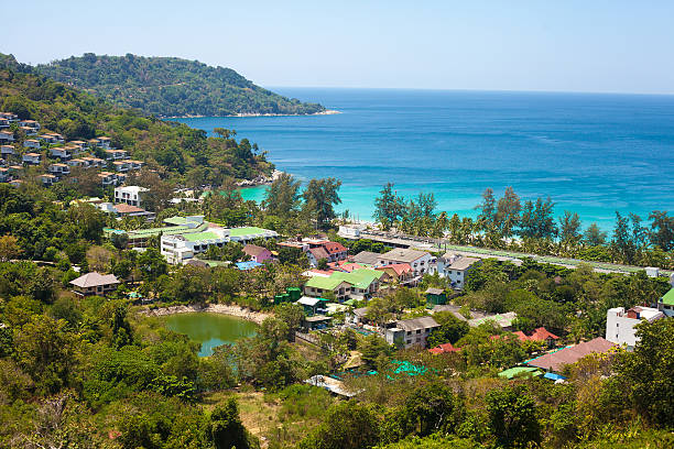istock Seaview from above, tropical coast with hotels 504483029