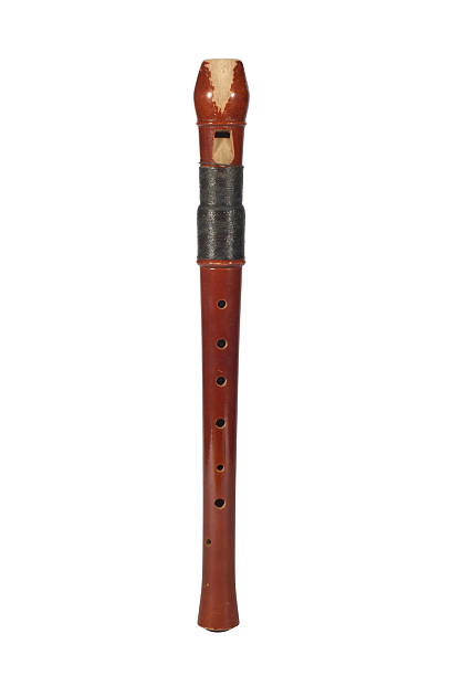 istock Dark brown wood flute isolated on white background 504483139