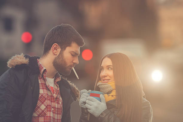 istock Attractive couple outdoors on a coffee break. 504483182