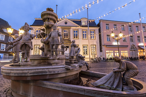 historic fountain townhall place lippstadt germany in the