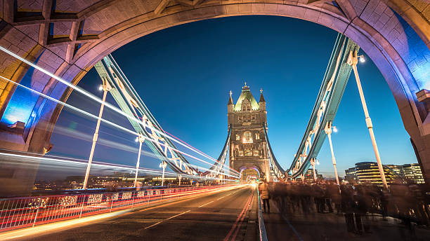 Tower Bright shot through Tower Bridge at Twilight