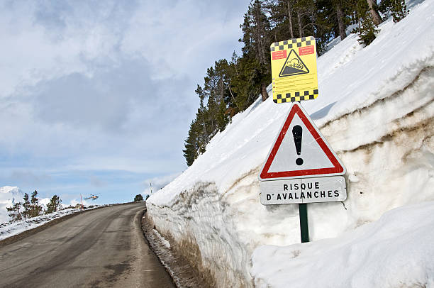istock French avalanche danger sign, snowy road 504484321
