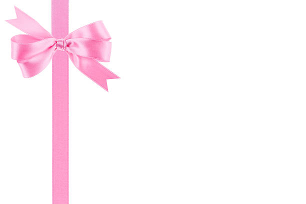 istock Pink ribbon with a bow on white background 504486631