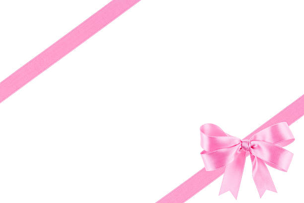 istock Pink ribbon with a bow on white background 504486661