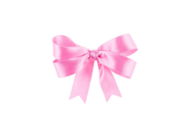istock Pink ribbon with a bow on white background 504486669