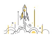 istock Rocket launch. creative start up. 504486828