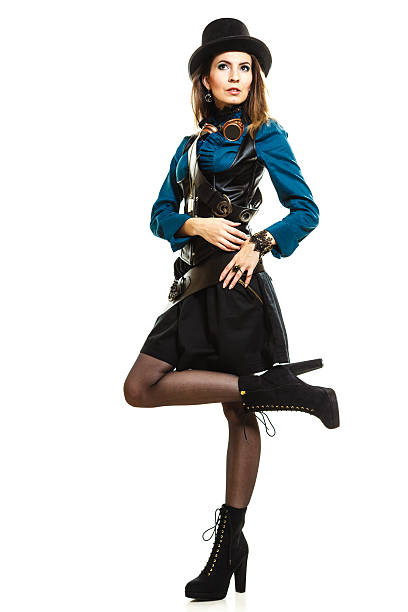 istock Steampunk stylished girl in hat 504493926