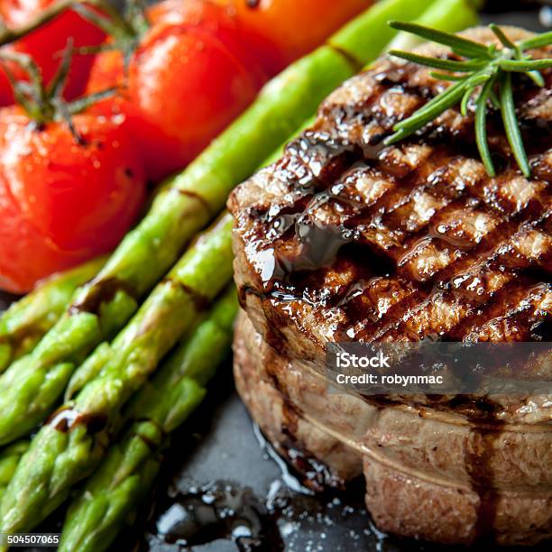 Filet Mignon With Asparagus And Cherry Tomatoes Stock Photo - Download Image Now - Asparagus, Beef, Cherry Tomato