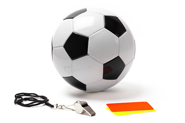 istock Referee Whistle Cards and Ball Before the Match 504509711