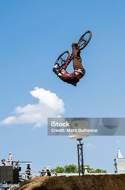 Upside Down With A Bike Stock Photo - Download Image Now - Bicycle, Cycling, Long Jump