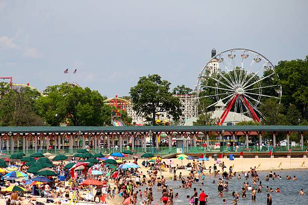 Wildwood amusement park at night during summer