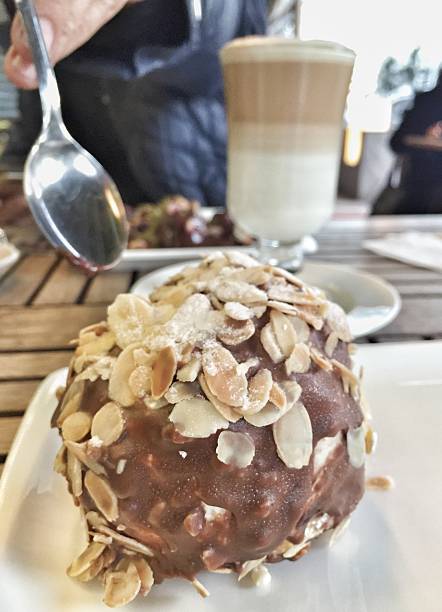 istock chocolate cake and coffee on table at cafe 504522356