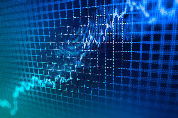 gráfico del mercado de valores y de gráfico de barras de display de precios - bar graph fotografías e imágenes de stock