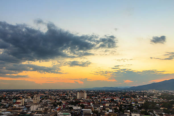 istock City and mountain in evening 504524688
