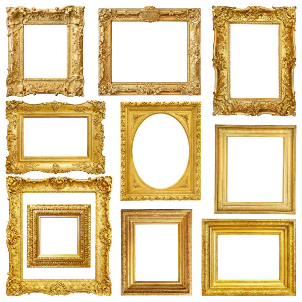 istock Set of golden vintage frame isolated on white background 504527938