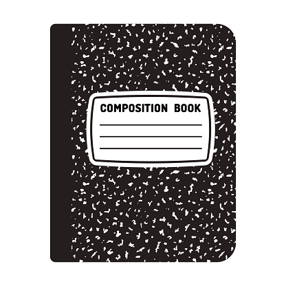 Composition book template. Traditional school notebook vector illustration.