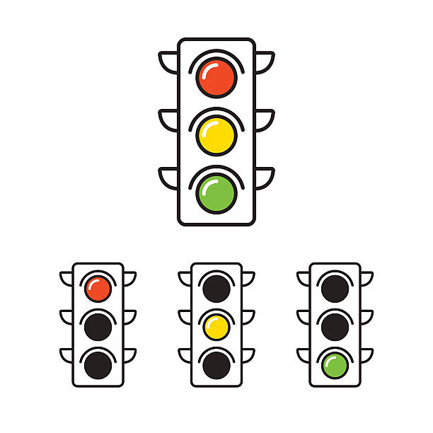 illustrations, cliparts, dessins animés et icônes de icône de feu - feu de signalisation pour véhicules