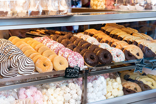 istock Display of delicious pastries in a bakery 504531140