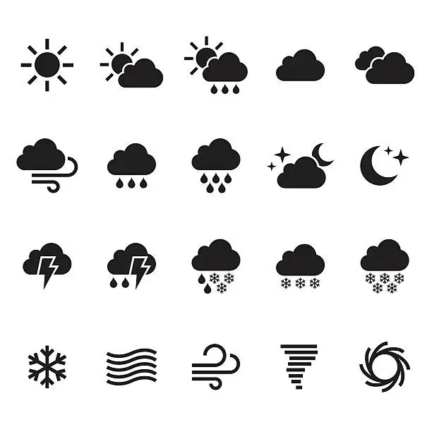 Vector illustration of Weather icons set. Vector