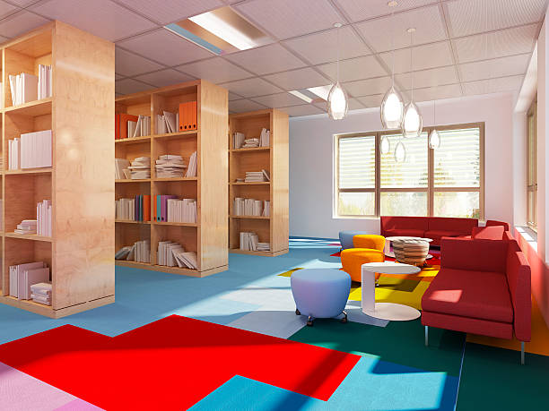 istock Colorful library in kitch styled school 504533336