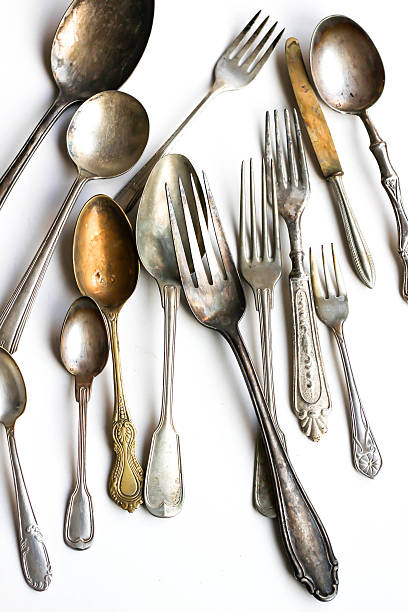 istock Antique Silver Cutlery on White Background 504533672