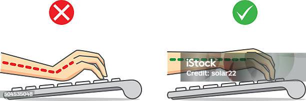 Guide To Correct Hand Position To Use Keyboard Stock Illustration ...