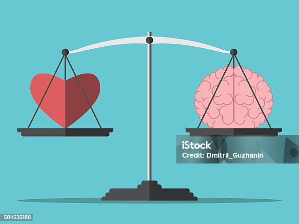 Balance Heart And Brain Stock Illustration - Download Image Now - Emotion, Order, Weight Scale