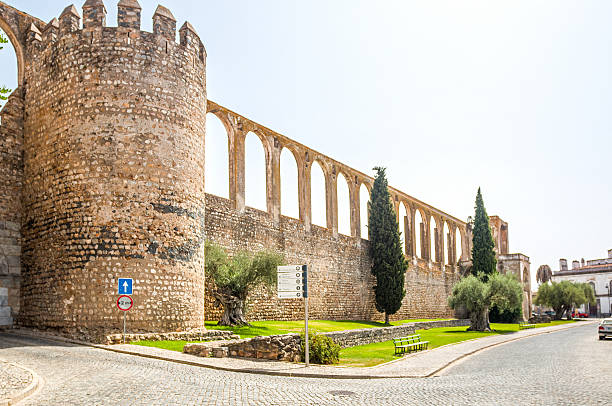 Castle wall in Serpa, Portugal stock photo